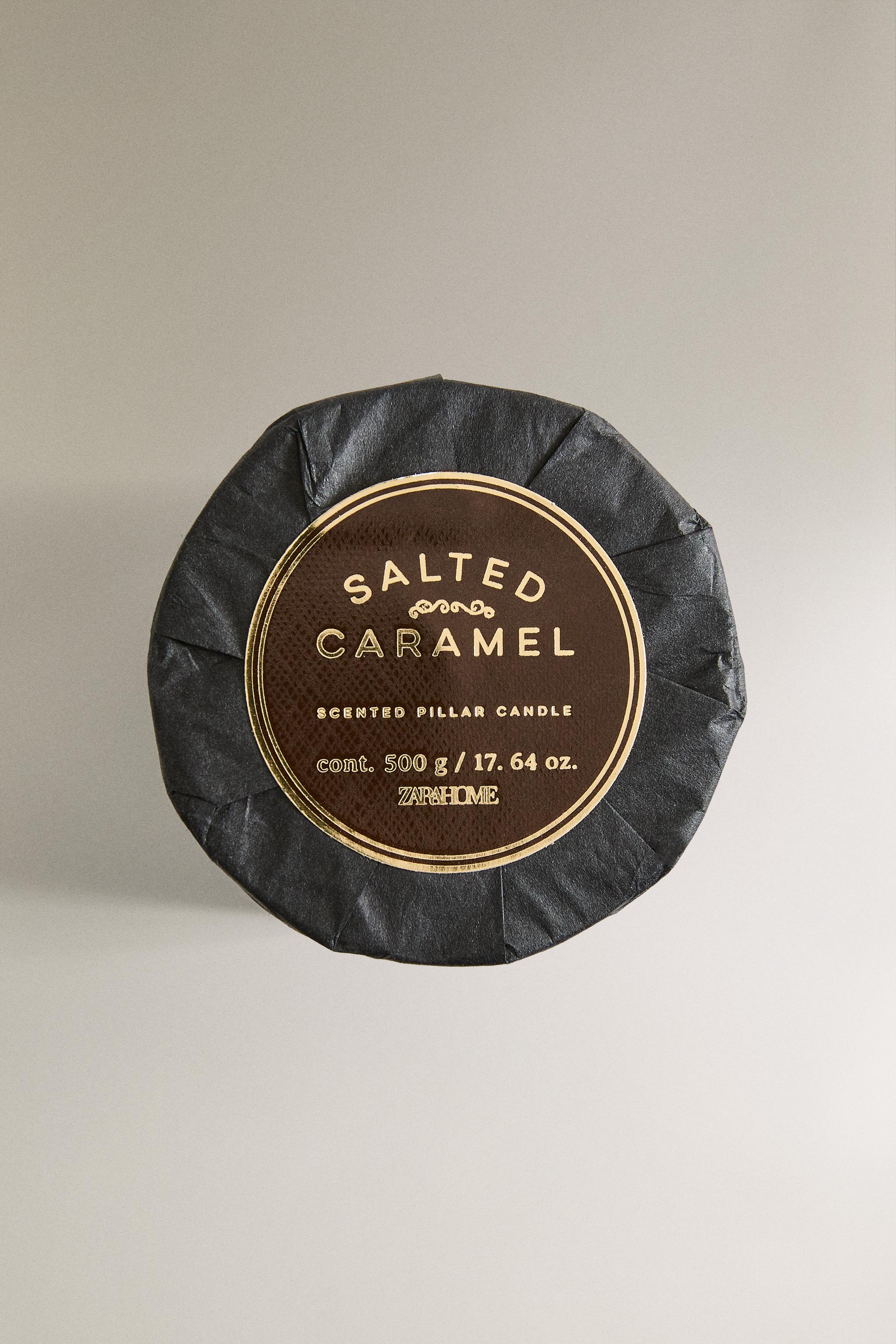 LARGE SALTED CARAMEL CYLINDRICAL SCENTED CANDLE